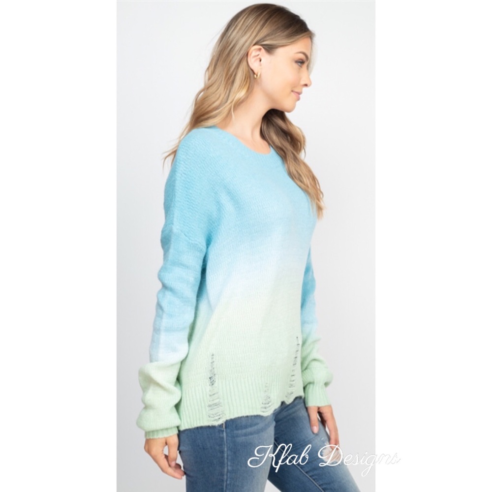 🦋LAST 1! Slouchy Oversized Distressed Ombré Sweater - Picture 5 of 6
